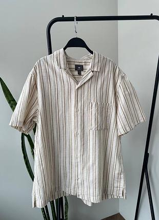 🌿h&m чоловіча лляна сорочка на короткий рукав