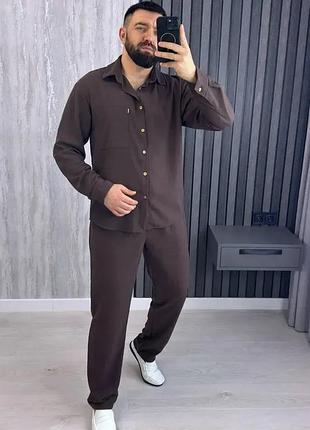 Мужской брючный костюм из льна m-l, l-xl, av5-10540ве