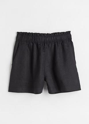 Чорні базові шорти з льоном від h&m
