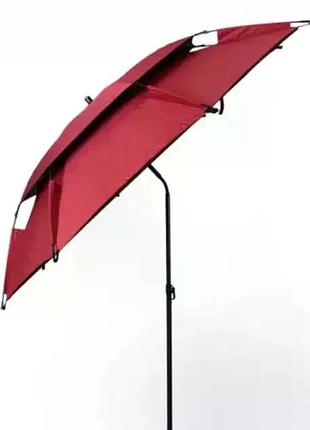 Рыбацкий зонт 2 м jtg2025-3darkred бордовый с клапаном, наклоном, стенкой, чехлом и крючками • туристический зонт для рыбалки и