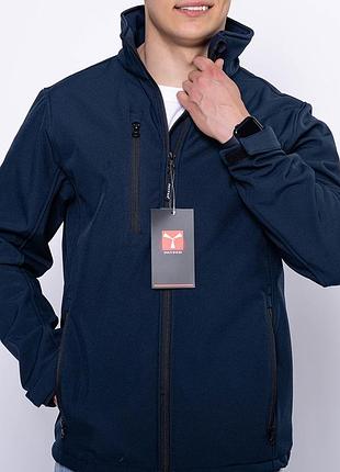 Куртка мужская демисезонная softshell, водонепроницаемая, теплая темно-синяя l