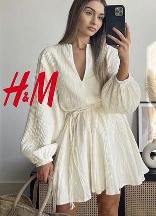 H&m нова пляжна сукня туніка муслін бавовна