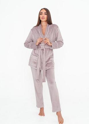 Костюм женский велюровый пудровый, xl