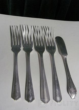 Вилки британия. и нож. silver plate sheffield. посеребрение.