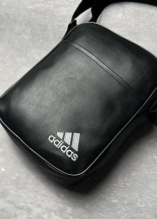 Сумка черная adidas Эко кожа сумка мужская адидас борсетка кожаная сумка через плечо 5