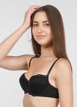 Кружевной бюстгальтер на косточках черный, 80c