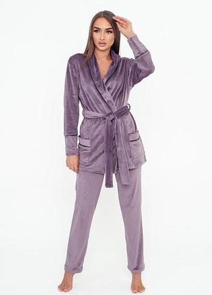 Костюм женский велюровый сливовый, s