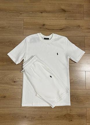 Мужской костюм шорты футболка поло ральф лаурен polo ralph lauren white белый xxl