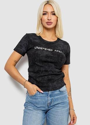 Футболка женская с принтом, цвет черный, 221r3309