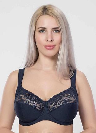 Синій бюстгальтер на кісточках коригувальний великі розміри 80d
