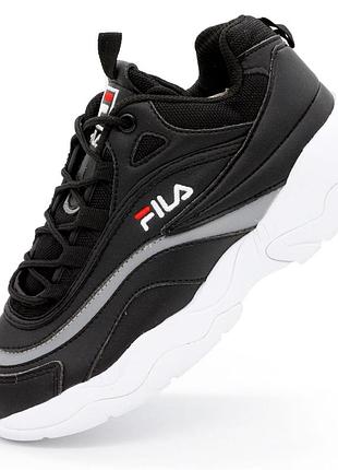 Женские черные кроссовки fila ray. топ качество! 34. размеры в наличии: 34, 37.