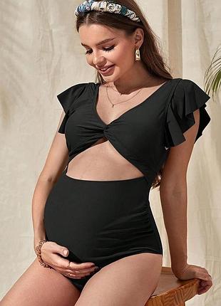 Черный слитный купальник для беременных s,m,l,xl xl