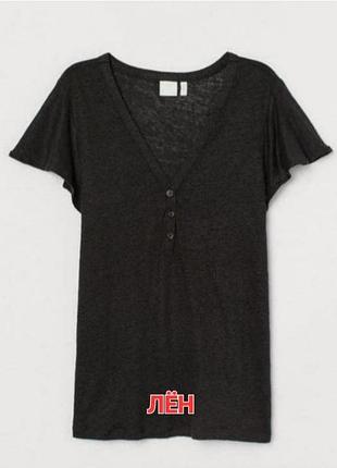Лляна блуза-футболка h&amp;m