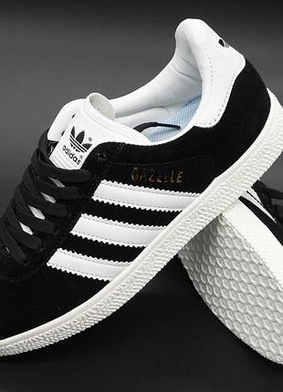 Черные кроссовки adidas gazelle натуральная замша 40. размеры в наличии: 36, 37, 40, 41.