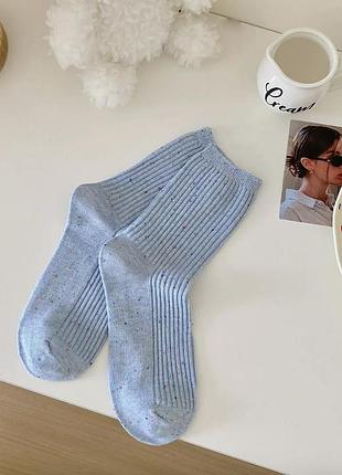 Женские высокие носки, хлопковые 35-40р. gumanyu, однотонные, голубые