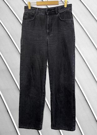 Жіночі чорні джинси cropp wide leg m l оригінал широкі штани кроп вайд лег з високою посадкою джинси палаццо труби вільні денім стан ідеал 46 48