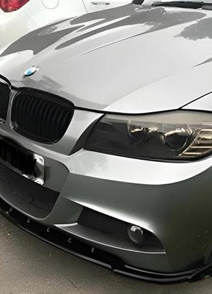 Передня lip накладка dpt v-1 (для e90 m-sport 2008-2011, чорний глянець) для bmw 3 серія e90/e91 рр