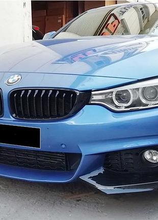 Накладка на передний бампер dpt flap v-1 (для m-technic, черный глянец) для bmw 4 серия f32/f33/f36 2012-2020 гг