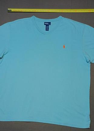 Плечи 56 см polo ralph lauren 
size xxl голубая футболка с 
v- вырезом 100% cotton