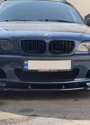 Передня lip накладка dpt v-1 (для m sport, чорний глянець) для bmw 3 серія e46 1998-2006 рр