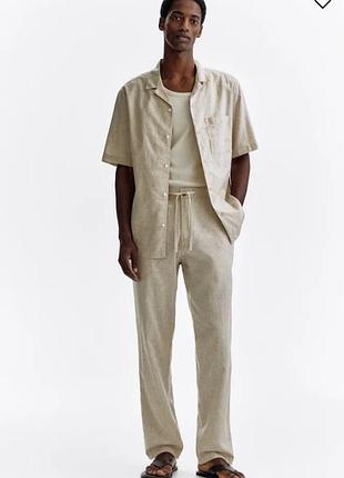 Мужские льняные брюки н&amp;m regular fit / легкие летние брюки из льна (р. 52 / xl)