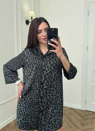 Женская сатиновая ночная рубашка «candy stripe» — утонченность и комфорт серий леопард, s