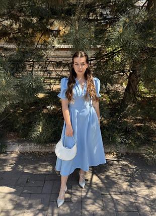 Сукня вечірня блакитна міді