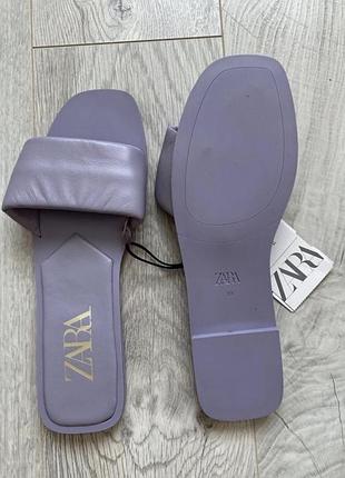 Шльопанці натуральна шкіра лаванда фіолетові zara