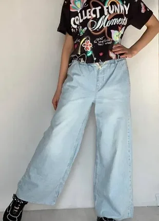 Джинсы голубые широкие от zara