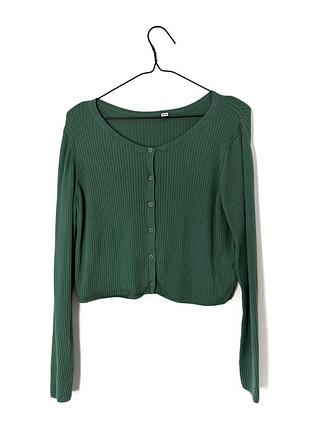 Зелений кардиган в рубчик uniqlo