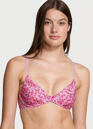Бюстгальтер без косточек victoria’s secret sexy tee floral push-up 34c розовый в цветочек 75с
