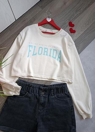 Свитшот укороченный бежевый florida. 3