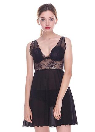 Комплект женский рубашка и трусы черный, 2xl