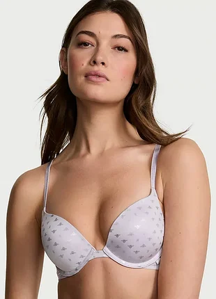 Бюстгальтер ніжно бузковий victoria’s secret push-up 36b блакитний з блискучими бджілками  80в