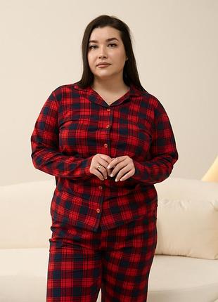 Пижама женская в клетку рубашка и штаны 4xl