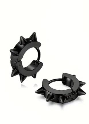 Сережки колечком з шипами stainless steel (медична сталь) діаметр 1,3 см.