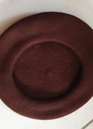 Берет коричневый 100% натуральная шерсть кофе3 фото