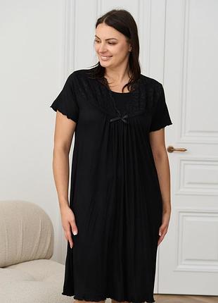 Черная вискозная сорочка 2xl-5xl 2xl