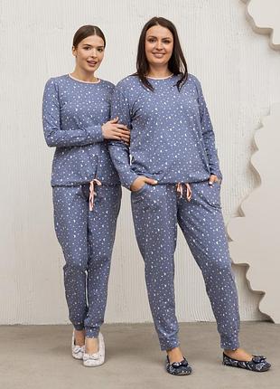 Комплект жіночий plus size кофта на зав'язках — зоряне небо