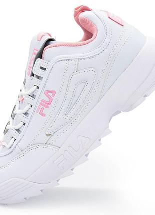 Жіночі білі з рожевим кросівки fila disruptor 2. топ якість! 35. розміри в наявності: 35, 37, 38, 39.