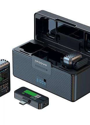 Бездротова петличка proove ripple з зарядним кейсом, 160 mah, сумісність type-c/lightning, black