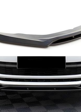 Передня lip накладка dpt (чорний глянець) для skoda kodiaq 2016-2023 рр