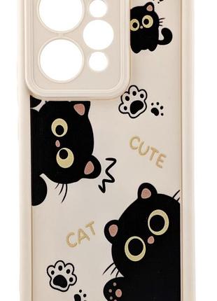 Чохол shock case print для realme 15 5g (rmx5106) бампер силіконовий бежевий з малюнком котики