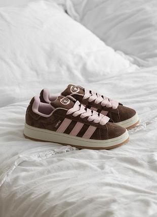 Женские бежевые кроссовки adidas campus brown pink x адидас кампус 39