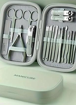 Маникюрный набор manicure maxi 18 предметов зеленый
