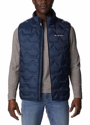 Жилет мужской columbia, regular fit, omni-heat с карманами, сияющий, синего цвета, размер l