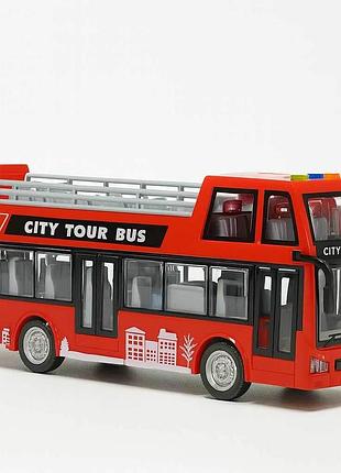 Игрушечный двухэтажный автобус city tour bus wy916a/1 — красный с подсветкой и звуком, 28 см