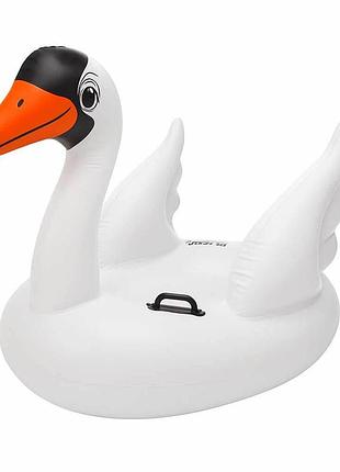 Надувная плот intex лебедь 130×102×99 см — виниловая птица для воды с ручками, арт. 57557np
