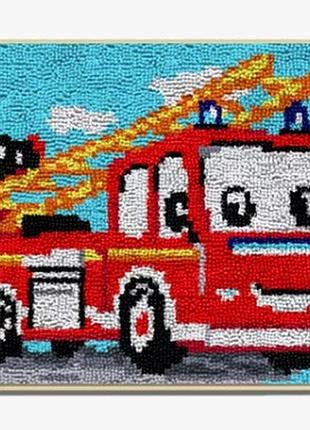 Набор для ковровой вышивки коврик веселый грузовичок 60*40 см (основа-канва, нитки, крючок для ковровой вышивки)