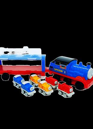 Паровозик star toys "томас и друзья" синий с прицепом 412-1